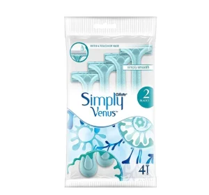 خودتراش ژیلت مدل Simply Venus دو لبه آبی بسته 4 عددی مناسب اصلاح بانوان