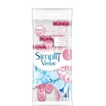 خودتراش ژیلت مدل Simply Venus Basic بسته 4 عددی مناسب اصلاح بانوان با تیغه روان و دسته ارگونومیک