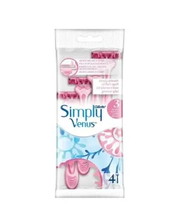 خودتراش ژیلت مدل Simply Venus Basic بسته 4 عددی مناسب اصلاح بانوان با تیغه روان و دسته ارگونومیک
