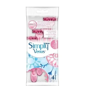 خودتراش ژیلت مدل Simply Venus Basic بسته 4 عددی مناسب اصلاح بانوان با تیغه روان و دسته ارگونومیک