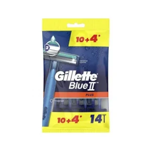 خودتراش مردانه ژیلت مدل Blue 2 Plus دو لبه بسته 14 عددی با طراحی ارگونومیک و نوار روان‌کننده