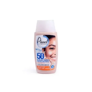 کرم ضد آفتاب بژ طلایی پیکسل SPF50 مناسب پوست خشک و حساس 50 میلی‌لیتر